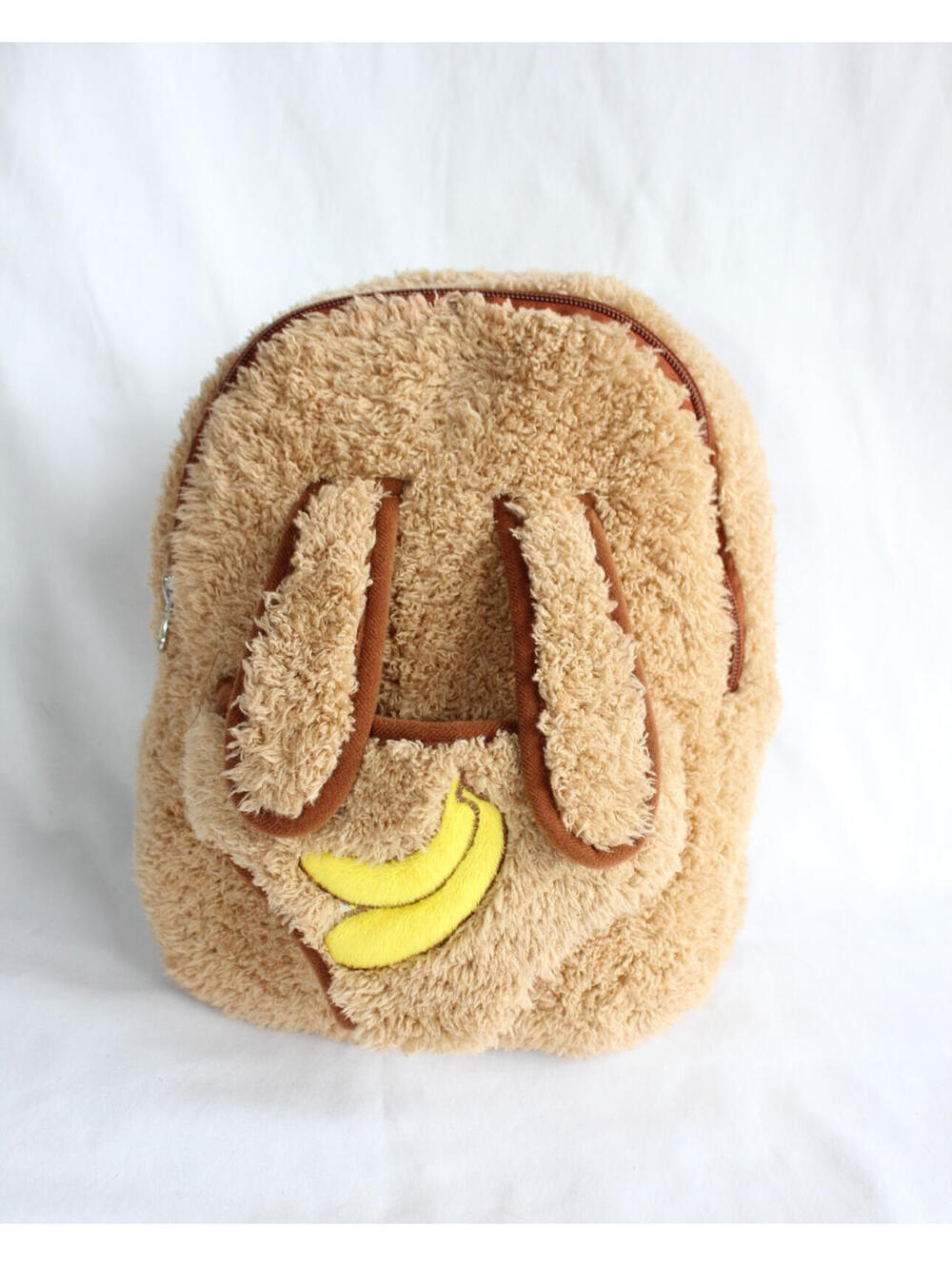 Mini Tan Soft Fuzzy Plush Backpack Plush-Doll Carrier Adjustable Straps